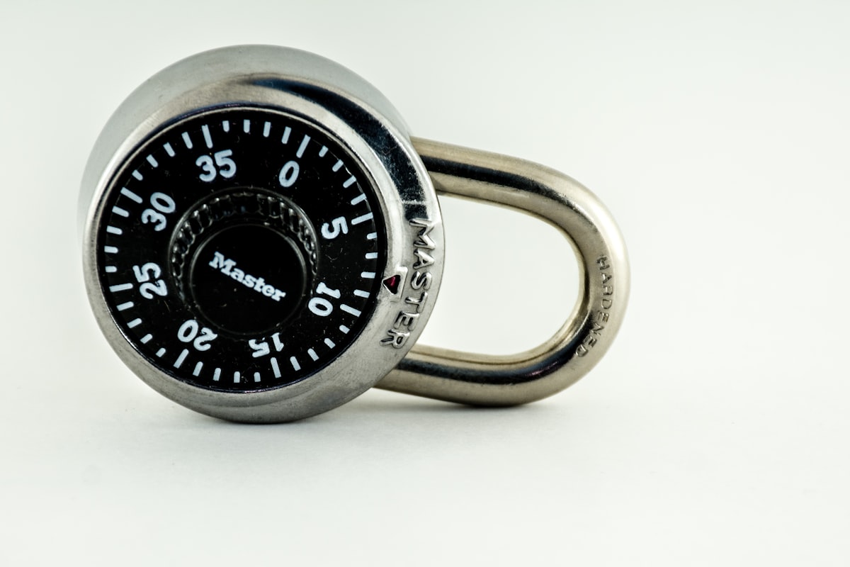 Master brand combination padlock, representing the padlocks and door hardware Ekasi Locksmith supplies